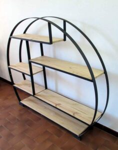 Étagère Ronde métal et planche en pin