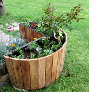 Jardinière sur mesure arrondi métal et bois