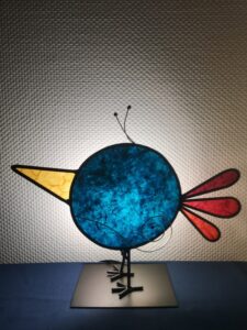 Oiseau lampe bleu