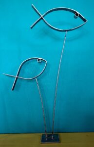 double poissons à poser en metal